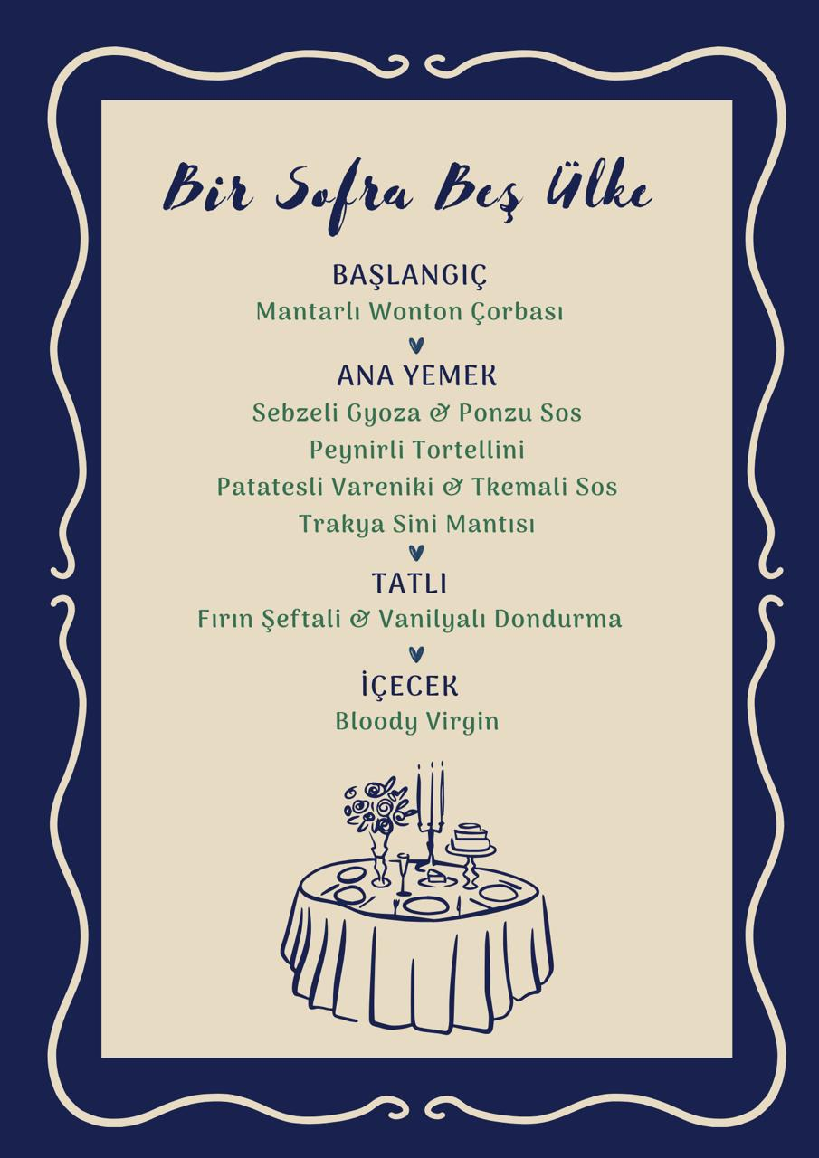 Bir Sofra Beş Ülke! menü kartı
